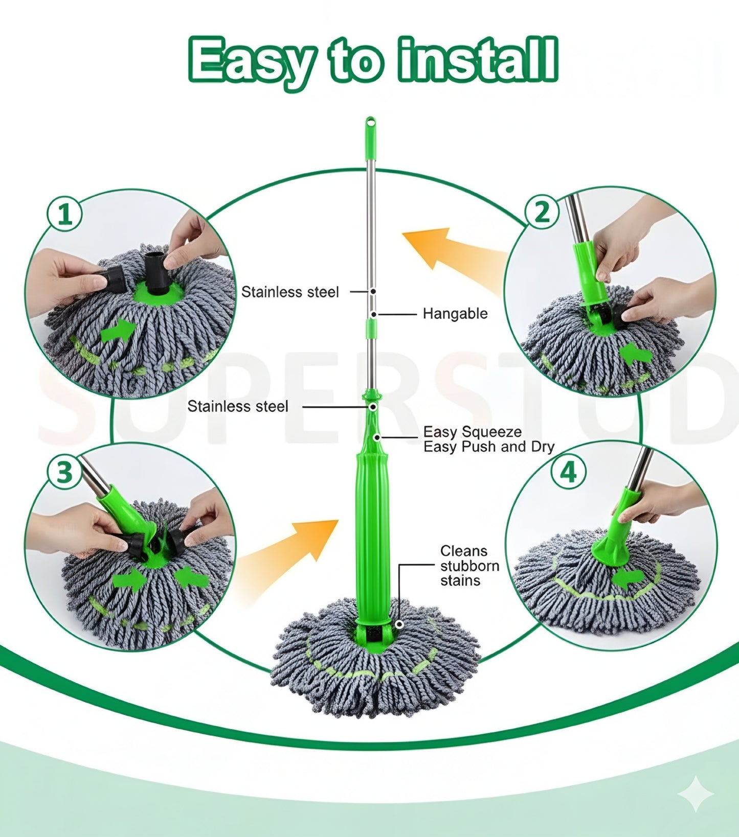 lunero Self-twisting Water Rotating Mop